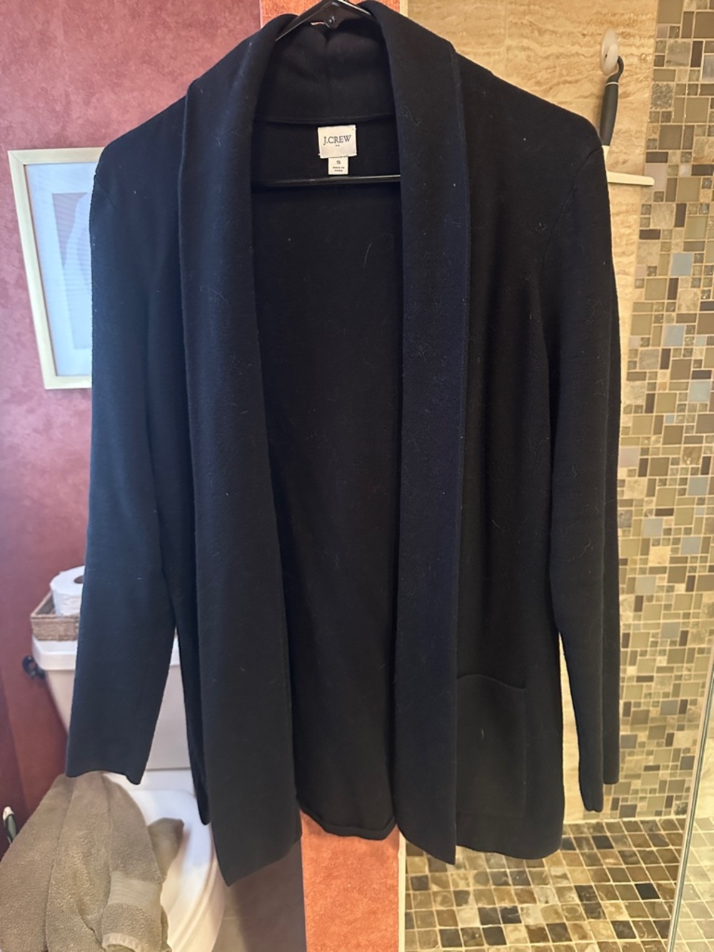 J. Crew Black Open-Front Shawl Collar Cardigan